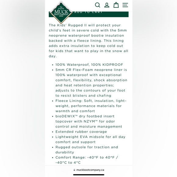 Kid’s Rugged II Muckboot. Winterboot/Waterproof. Size 12. - Picture 2 of 13